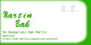 martin bak business card